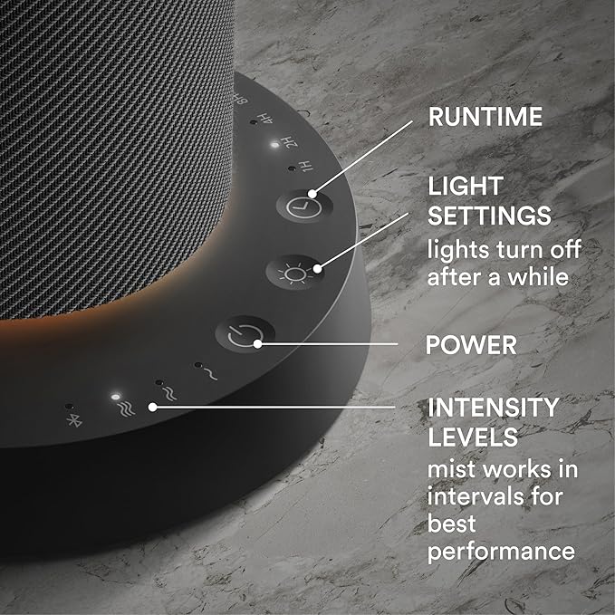 Homedics SereneScent Fabric Rechargeable Waterless Diffuser, Use with Homedics SereneScent Oil 120ml (Sold Separately) Cordless Aromatherapy, Adjustable Mist & Timer, 6 Calming Lights, Black - Bloomnest