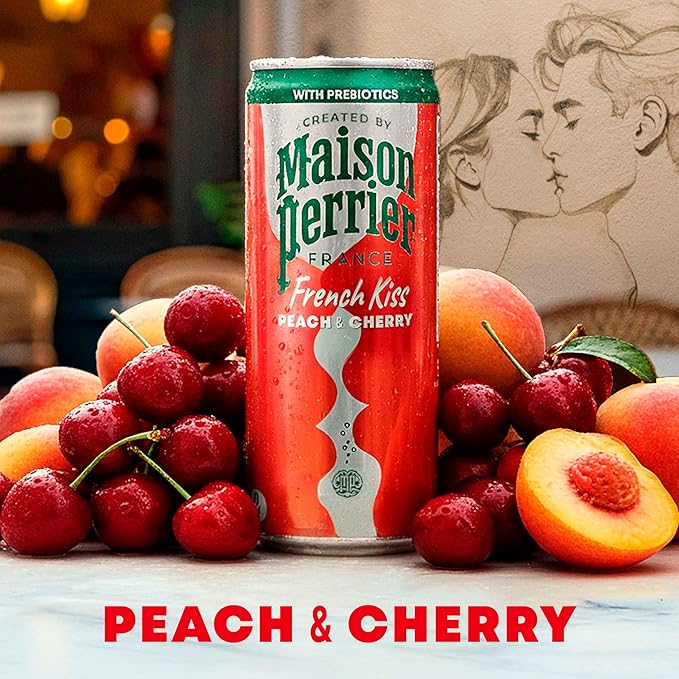 Maison Perrier French Kiss Sweetened Sparkling Juice Beverage, Peach & Cherry Flavors With Real Fruit Juices, 24Pk - Bloomnest