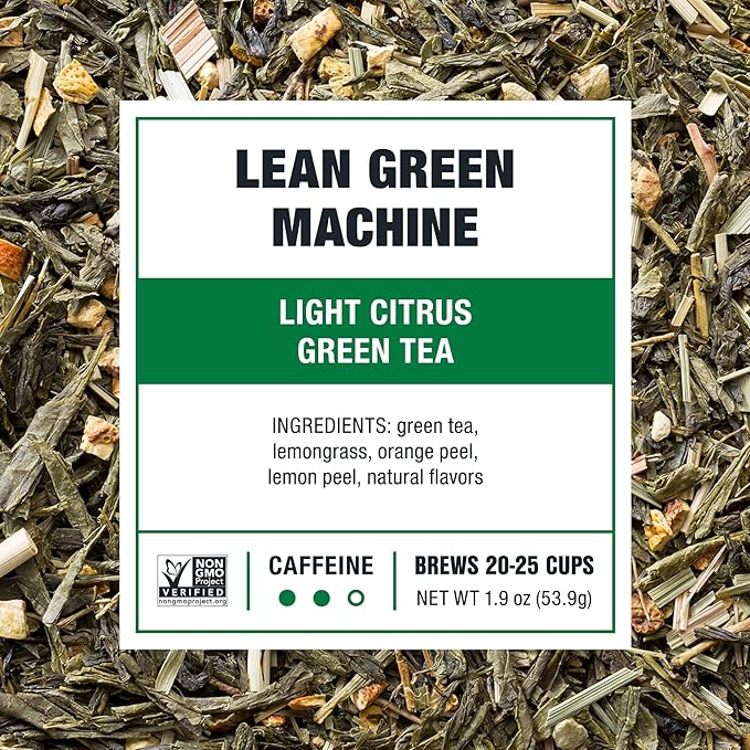 Tiesta Tea - Lean Green Machine, Loose Leaf, Light Citrus Green, Premium Blend, Medium Caffeinated, 25 Cups, 1.9 Ounce Resealable Pouch - Bloomnest