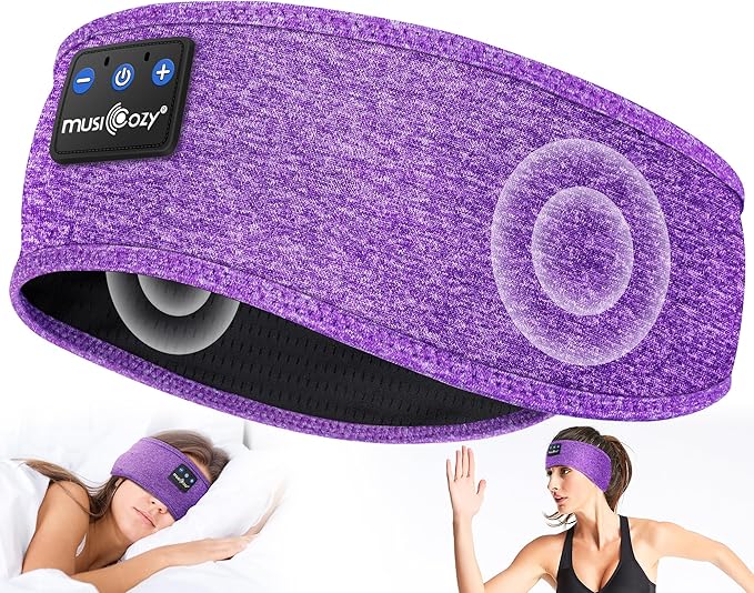 MUSICOZY Sleep Headphones Bluetooth 5.4 Headband, Wireless Earphones Music Sleep Earbuds Sleeping Eye Mask with HD Stereo Speakers for Workout Running Travel Yoga, Ideal Gifts for Women Men - Bloomnest