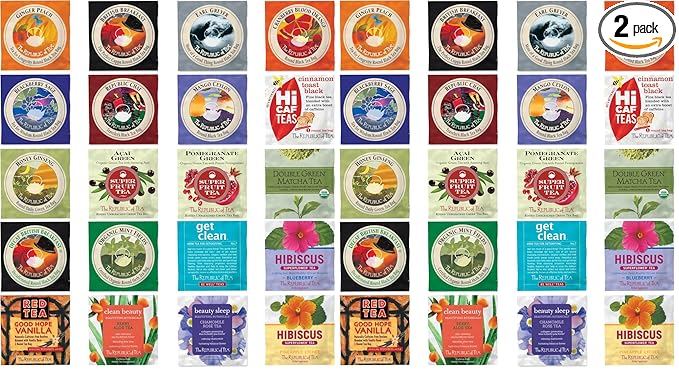 The Republic of Tea – Premium Assortment of Teas & Herbs, 40 Individually Wrapped Tea Bags (Pack of 2) - Bloomnest
