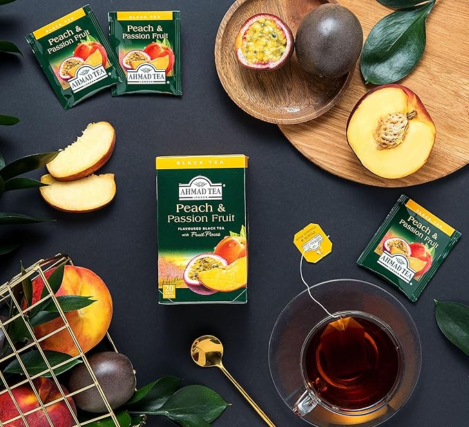 Ahmad Tea Black Tea, Peach And Passion Fruit Teabags, 20 ct (Pack Of 6) - Caffeinated And Sugar-Free - Bloomnest