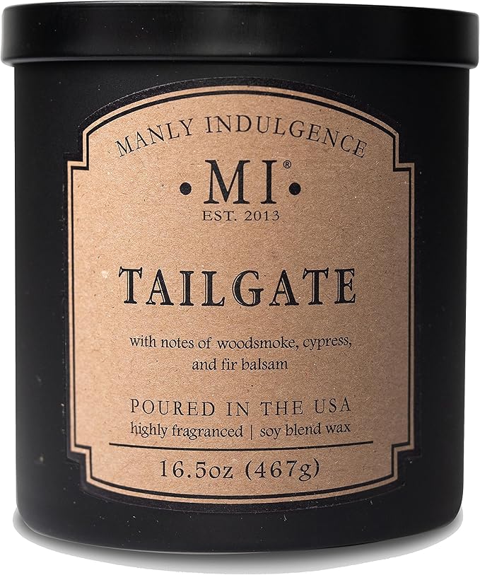 Manly Indulgence Tailgate Scented Candles for Men, 2 Wick, 16.5 oz Premium Soy Blend Wax, 60H Burn, Candles for Home Scented - Made in The USA - Bloomnest