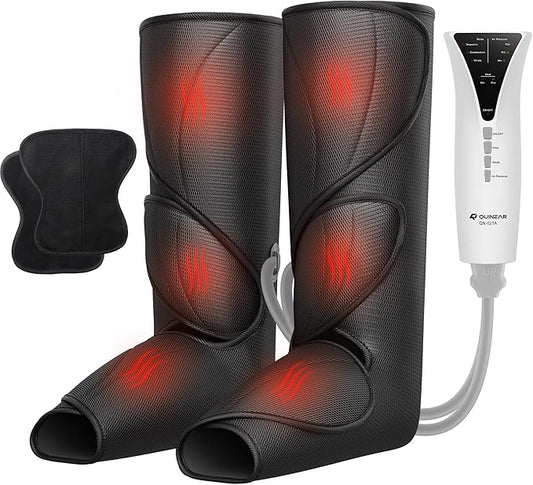 QUINEAR Leg Massager with Heat and Air Compression,Foot and Calf Massager for Circulation and Pain,Compression Boots with 3modes and 3 Intensities,Gift for Dad Mom - Bloomnest