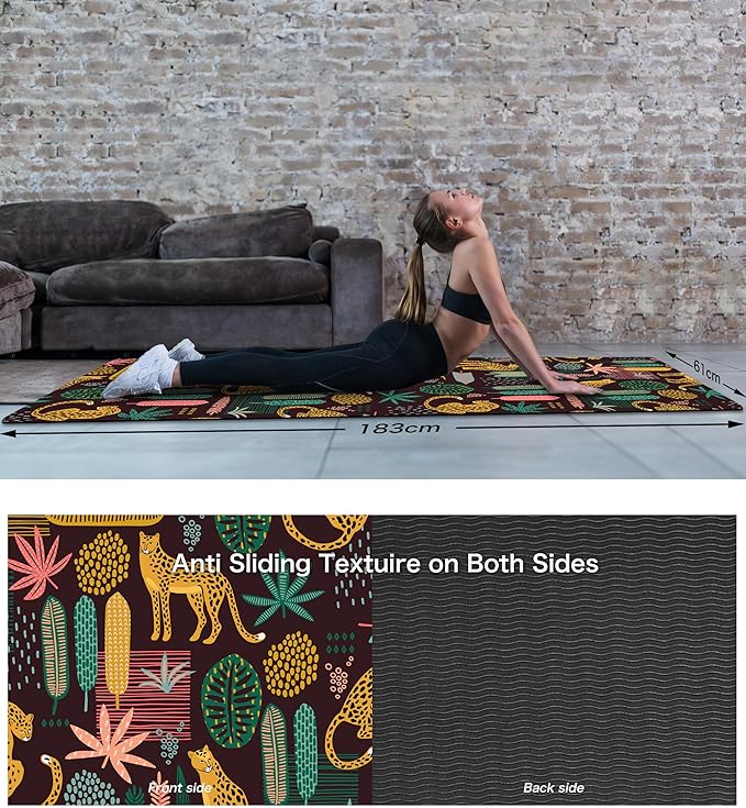 Non Slip Yoga Mat TPE Workout Mat for Men Women, Thick Workout Mat with Carrying Strap, Fitness Mats for Exercise, Yoga, Fitness, Pilates, Floor Workouts (72" x 24" x 6mm) - Bloomnest
