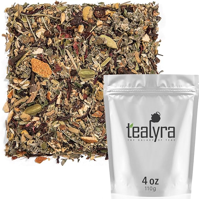 Tealyra - Calm Down - Nirvana - Chamomile Ginger Hibiscus - Wellness and Relaxing Herbal Loose Leaf Tea - Detox Tea - Caffeine-Free - All Natural - 110g (4-ounce) - Bloomnest