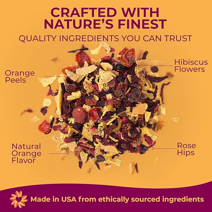 Katy's Blood Orange Loose Leaf Tea | Fruity & Citrusy Herbal Tea | Orange Peel & Hibiscus | Caffeine-Free & Hydrating Fruit Tea | 30+ Cups | Hot or Iced | Antioxidant-Rich | Woman-Owned | 3oz Pouch - Bloomnest