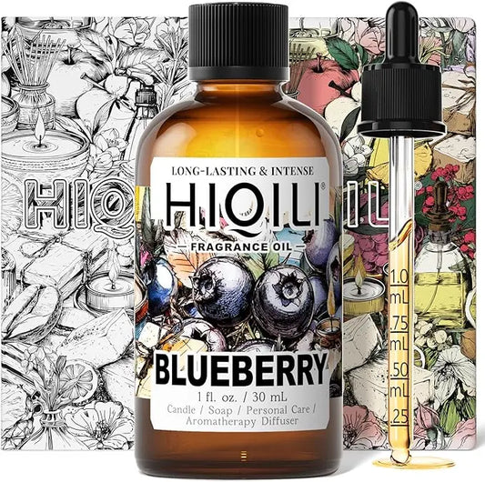 HIQILI Blueberry Fragrance Oil for Candle & Soap Making, Fruity Scents for Reed Diffuser Oil Refill, Add to Lotion, Body Wash - 1 Fl Oz HIQILI