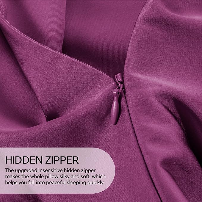 INFIIXSO Silk Pillow Cases 2 Pack Standard Size, Ultra Smooth & Soft Mulberry Silk Pillow Case for Hair and Skin, Breathable Cooling Silk Pillowcase with Hidden Zipper (Purple, 20x26 Inches) - Bloomnest