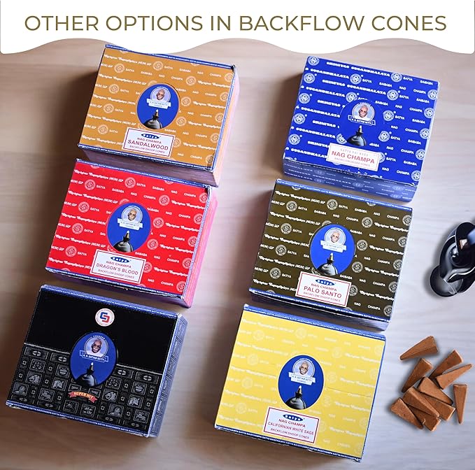 Californian White Sage Backflow Incense Cones for Waterfall Aromatic Smoke Fountain Haze Falls and Mat Bundle - Pack of 12 TRUMIRI