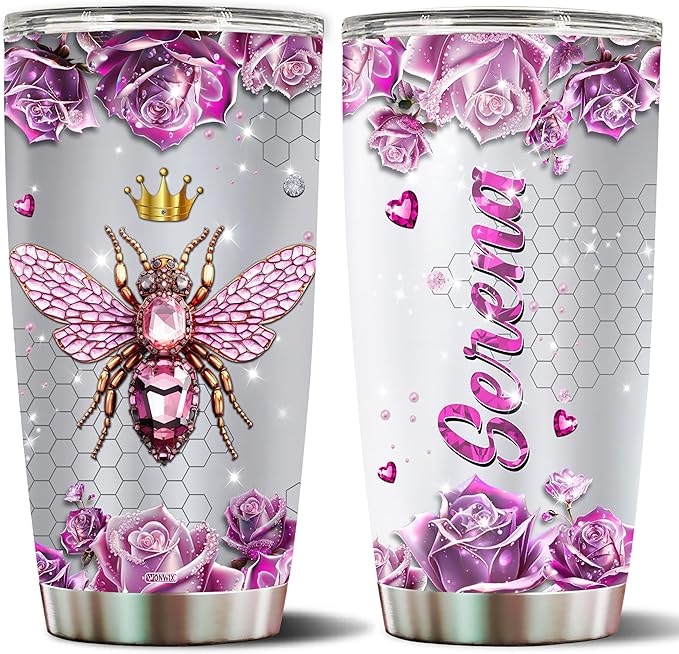 Personalized Queen Bee Gifts for Women Insulated 20oz Stainless Steel Gift for Girls, Wife, Daughter Bee Lovers, Water Bottle, Travel Cups Tumblers Christmas Birthday Mother's Day Valentine - Bloomnest