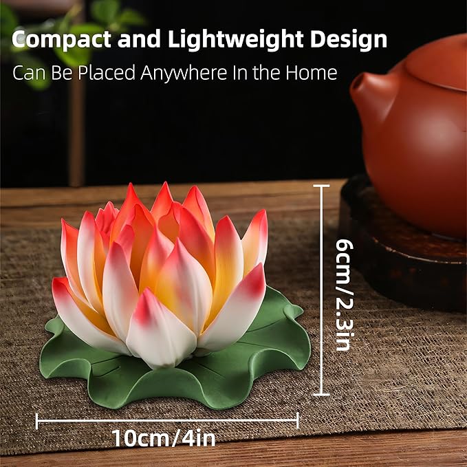 Lotus Incense Burner - Incense Burner Holder for Home Incense Holder Decor Incense Holder for Sticks Yoga, SPA (Z2-Red Yellow) - Bloomnest