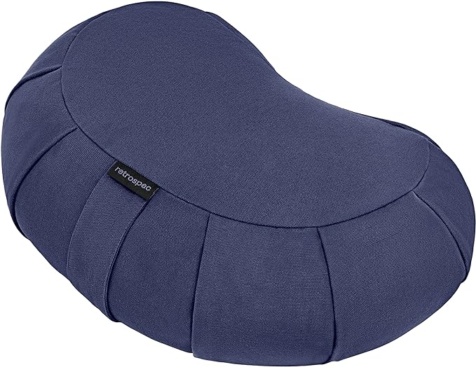 Retrospec Sedona Zafu Meditation Cushion with Buckwheat Hull Fill - Adjustable Yoga & Pilates Equipment Support - 17in Crescent Cotton Cover