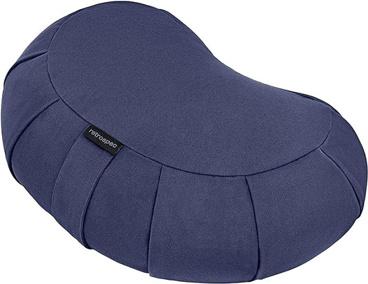 Retrospec Sedona Zafu Meditation Cushion with Buckwheat Hull Fill - Adjustable Yoga & Pilates Equipment Support - 17in Crescent Cotton Cover