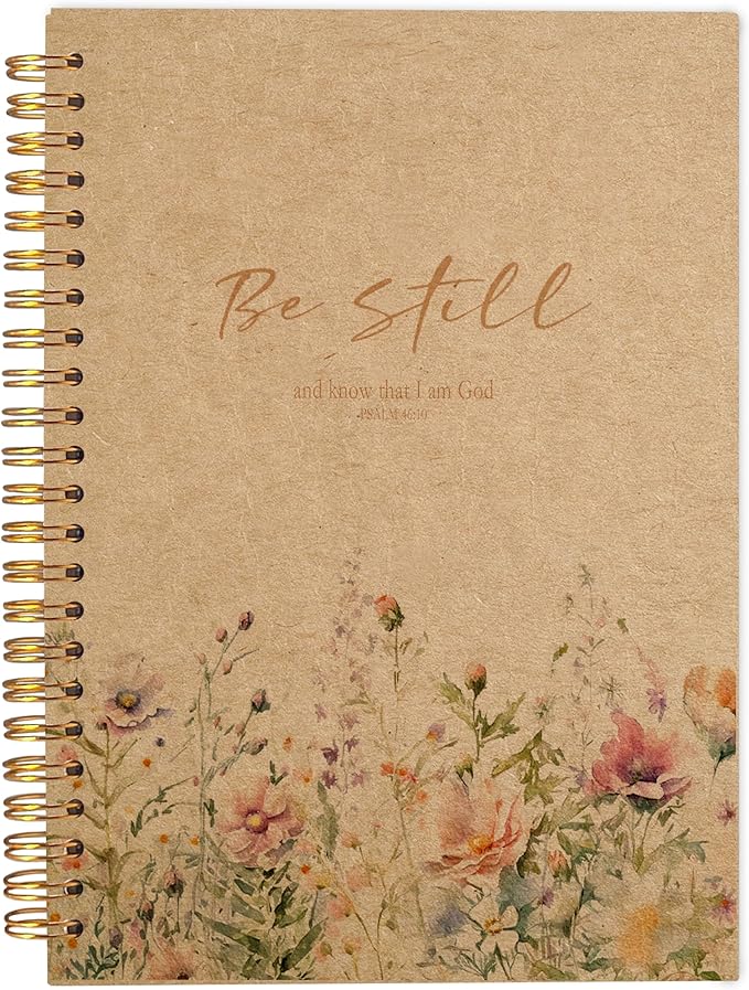 PSALM 46 Be Still and Know That I am God Christian Notebook Journal - Christian Gifts for Women, Bible Journal Notebooks for Note Taking, Bible Journaling Notebook, Spiral Notebook 5.5x8.3 Kraft Paper - Bloomnest