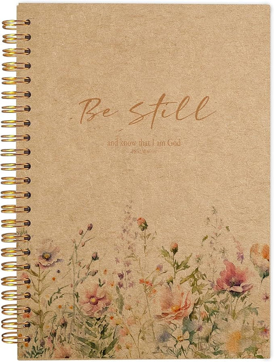 PSALM 46 Be Still and Know That I am God Christian Notebook Journal - Christian Gifts for Women, Bible Journal Notebooks for Note Taking, Bible Journaling Notebook, Spiral Notebook 5.5x8.3 Kraft Paper - Bloomnest