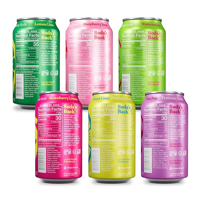 Poppi Sparkling Prebiotic Soda Beverage with Apple Cider Vinegar, Seltzer Water and Fruit Juice, Party Starters Variety Pack, 12 Fl Oz, Pack of 12, Packaging May Vary - Bloomnest