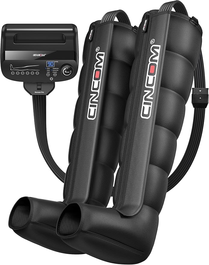 CINCOM Air Compression Recovery System - 6-Zone Professional Dynamic Pressure Leg Massager Boots for Circulation Improvement & Muscle Recovery, Compression Therapy for Athletes, FSA-HSA Eligible - Bloomnest
