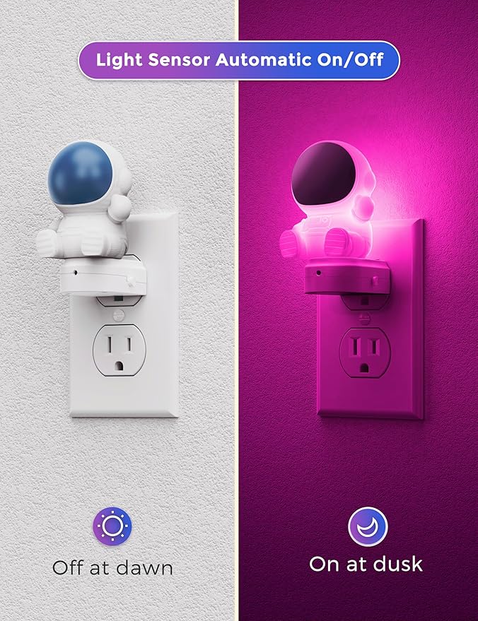 L LOHAS LED Night Light for Kids, 3D Space Night Light Plug in, Dusk to Dawn Nursery Night Lights, RGB+Soft White 3000K, 3 Lighting Modes, Room Decor, Children - Bloomnest