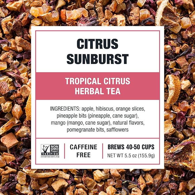 Tiesta Tea - Citrus Sunburst, Loose Leaf, Tropical Citrus Herbal Tea, Premium Non-Caffeinated Fruit Blend, Make Hot or Iced, Brews Up to 50 Cups, 5.5 Ounce Refillable Tin - Bloomnest