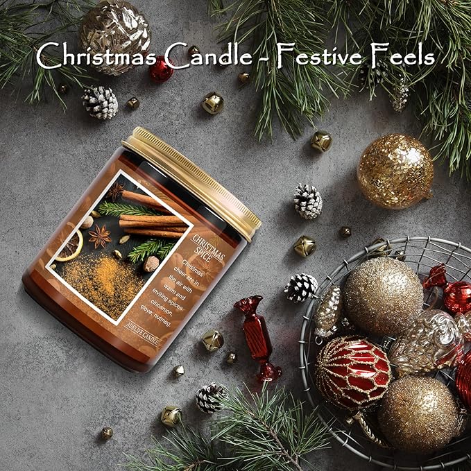 Christmas Candle | Christmas Spice Scented Candle, Holiday Candles Gift, Soy Wax Candle for Home Scented, Aromatherapy Jar Candles, Gifts for Women and Men, Cozy Winter Candles for Home Decor, 7 oz - Bloomnest
