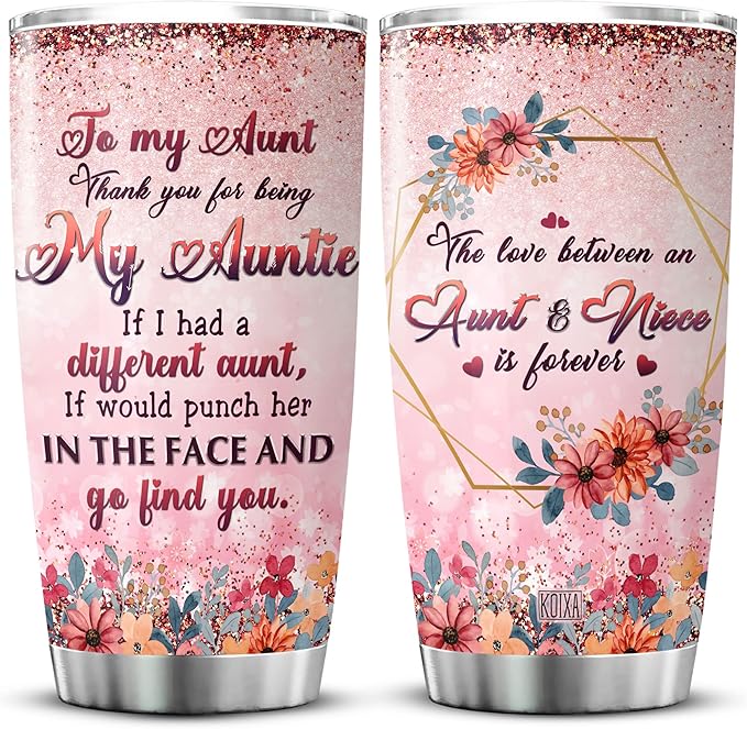 Thank You For Being My Auntie Coffee Tumbler 20oz Vintage Flower Floral Print Coffee Cup With Lid Stainless Steel Travel Mug Aunt Gifts From Niece Birthday Present For Aunts - Bloomnest
