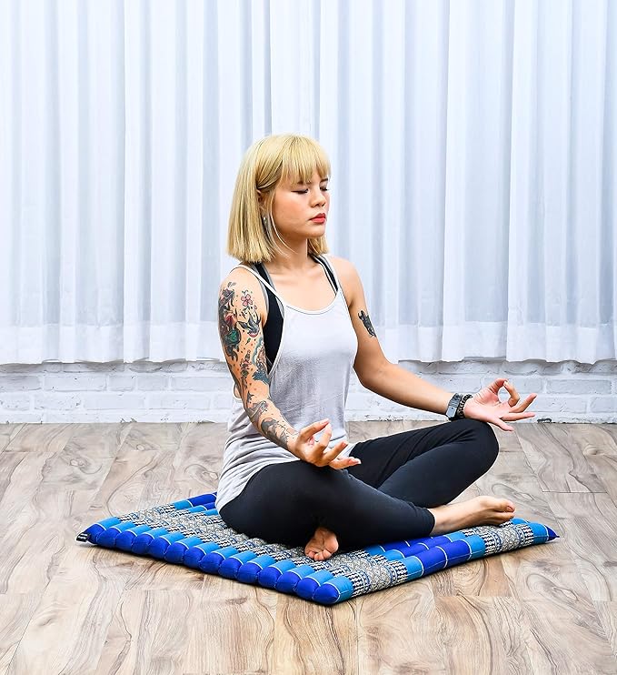 Leewadee Zabuton Seating Cushion – Square Floor Seat for Meditation Exercises, Light Yoga Mat Filled with Kapok - Bloomnest