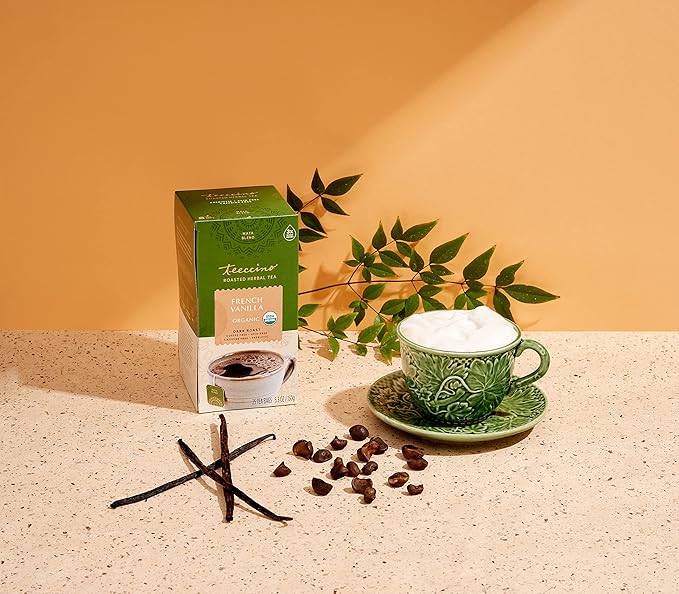 Teeccino French Vanilla Herbal Tea - Rich & Roasted Herbal Tea That’s Caffeine Free & Prebiotic for Natural Energy, Coffee Alternative, 25 Count - Bloomnest