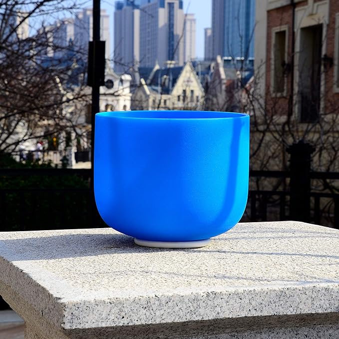 ALIOTH 7" Blue G Note Crystal Singing Bowl Throat Chakra Sound Therapy with Suede Mallet - Bloomnest