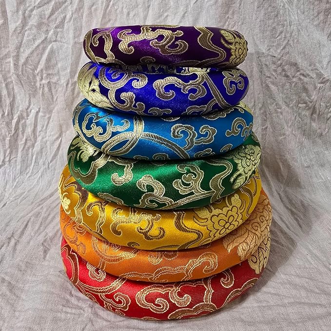 7 Pieces Handmade Singing Bowl Cushion Set, Singing Bowl Accessory Pillow Pad for 6-12 Inch Tibetan Crystal Sound Bowl Bloomnest