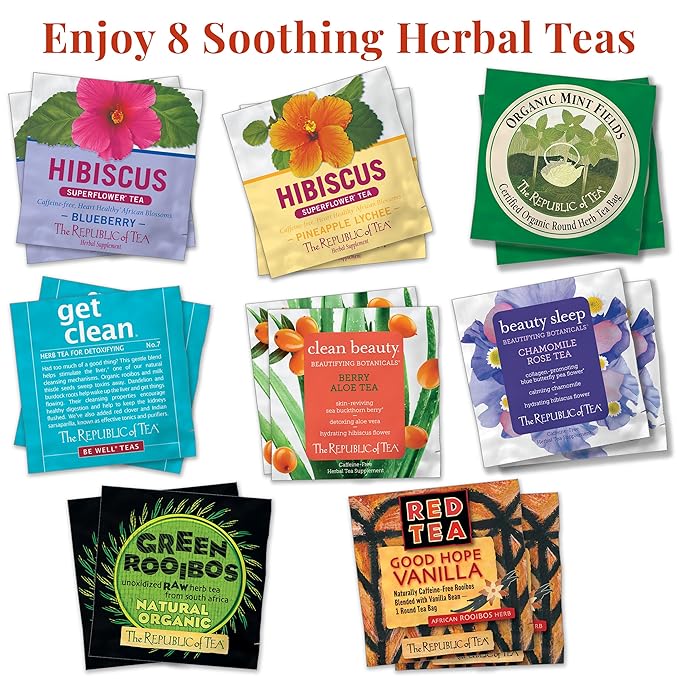 The Republic of Tea – Premium Assortment of Teas & Herbs, 40 Individually Wrapped Tea Bags - Bloomnest