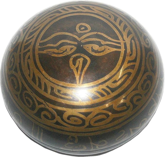 3011 SB 'G' Note Throat Chakra Antique Tibetan Auspicious Symbol Bowl Set ~ Nepal - Bloomnest