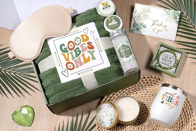 Birthday Gifts for Women Self Care Gift, Get Well Soon Gift Baskets Relaxing Spa Care Package for Women with Blanket, Unique Valentines Day Gifts Idea for Her Wife Girlfriend Mom Mother Friend Sister - Bloomnest