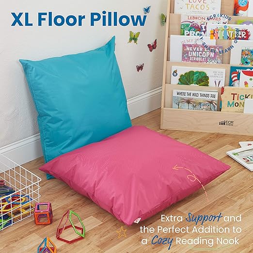 ECR4Kids, 27in Jumbo Floor Pillow, Raspberry - Bloomnest