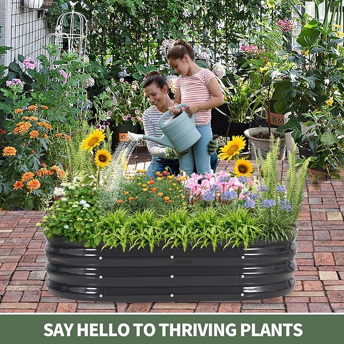 1MORE Galvanized Raised Garden Bed- Planter Garden Boxes Outdoor, Raised Beds for Gardening, 4x2x1ft Metal Garden Bed Kit for Vegetables Flower, Planter Raised Beds with Tools.Gray-2pack - Bloomnest