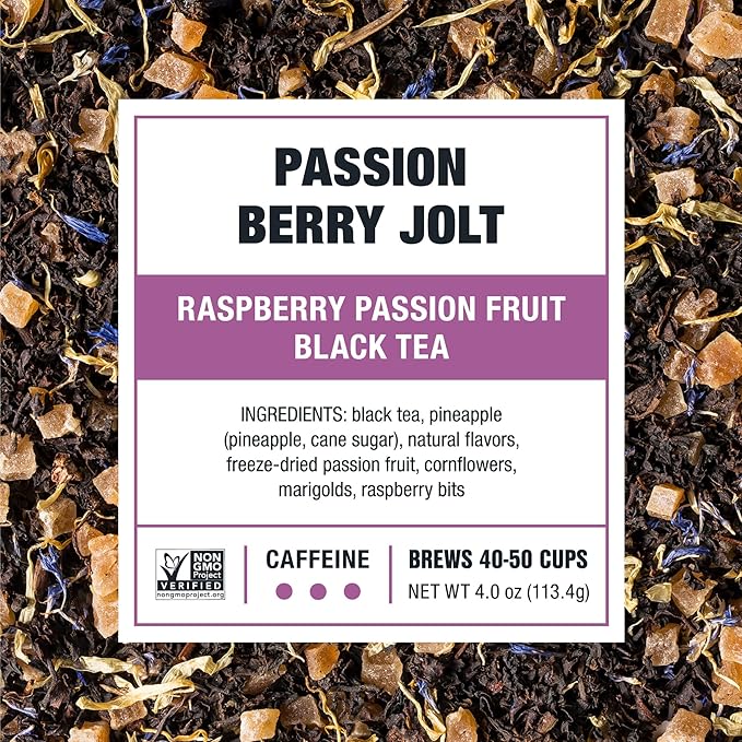 Tiesta Tea - Passion Berry Jolt, Loose Leaf, Raspberry Passion Fruit Black Tea, Premium Caffeinated Blend, Make Hot or Iced & Brews Up to 50 Cups, 4oz Refillable Tin (Pack of 6) - Bloomnest