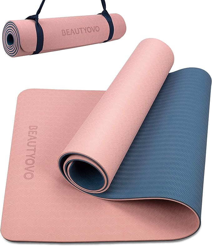 BEAUTYOVO Yoga Mat with Strap, 1/3 Inch Extra Thick Yoga Mat Double-sided Non Slip, Professional TPE Yoga Mats for Women Men, Workout Mat for Yoga, Pilates and Floor Exercises - Bloomnest