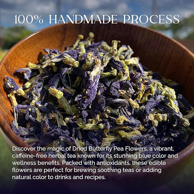 Organic Pharmacist Butterfly Pea Flower Tea Bags, Dried Purple Butterfly Flowers, Blue Butterfly Tea Bags, Vibrant Whole Flower Blue Herbal Tea with Antioxidants, Caffiene Free, 30 Count, 2.5g per bag - Bloomnest