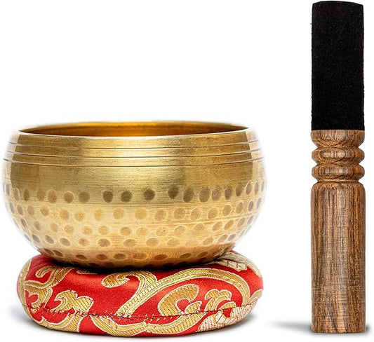 Tibetan Singing Bowls Set~ Meditation Sound Bowl hand Hammered in Nepal For Yoga, Meditation, Mindfulness, Healing & Chakra balancing~ (3.5 inch) - Bloomnest