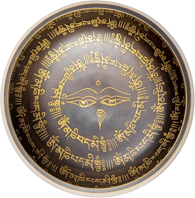 Tibetan Singing Bowl Set - 4" Easy To Play Authentic Handmade For Meditation Sound 7 Chakra Healing By Himalayan Bazaar (Black & Red)