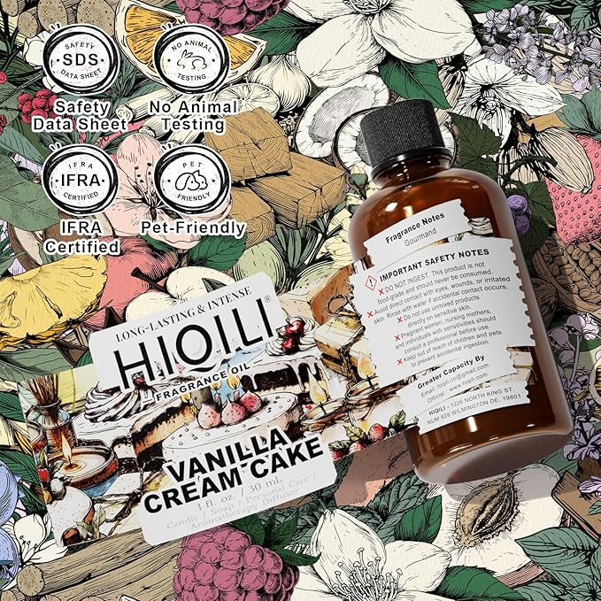 HIQILI Vanilla Cream Cake Fragrance Oil for Diffusers, Candle & Soap Making, Add to Aromatic Air Freshener Spray, Premium Grade - 1Fl Oz - Bloomnest