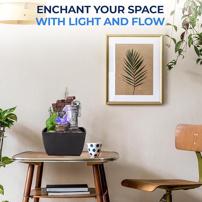 SereneLife Tabletop Water Fountain, Home Decor Soothing Sound Machine with Automatic Pump, Zen Relaxing Decor for Meditation, Perfect Holiday Thanksgiving Christmas Gift, 6.7" Tall