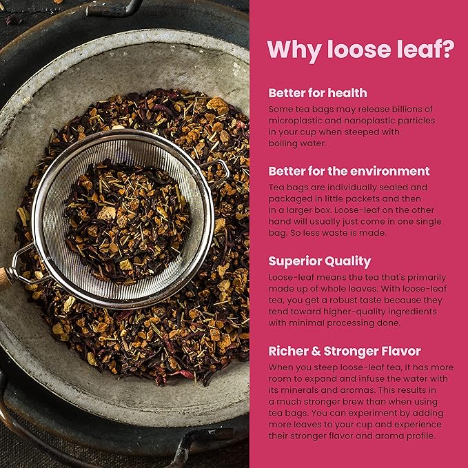 Gardenika Organic Cinnamon Hibiscus Loose Leaf Tea | Natural & Antioxidant Rich | Caffeine-Free | 55+ Cups | USDA Organic & Kosher | 4 oz - Bloomnest