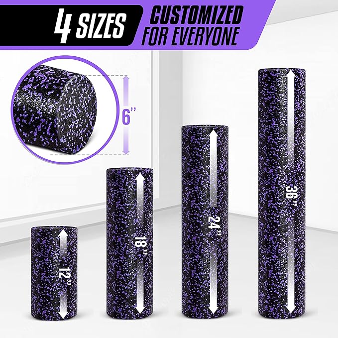 Yes4All High-Density EPP Round Back Roller Foam, Exercise Foam Roller for Yoga, Pilates & Stretching - 12, 18, 24, 36 inch - Bloomnest
