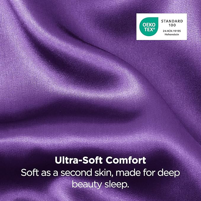 Bedsure Satin Pillowcase 2 Pack Similar to Silk Pillow Cases Standard Size, Pillow Case for Sleeping Women with Envelope Closure, Gifts for Women Men, Purple, 20x26 Inches, 2pcs - Bloomnest