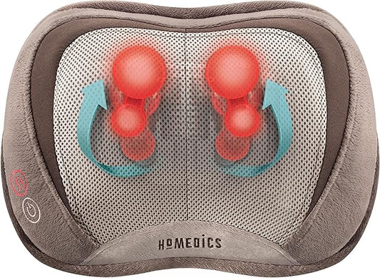HoMedics Back and Neck Massager, Portable Shiatsu All Body Massage Pillow with Heat, Targets Upper and Lower Back, Neck and Shoulders. Lightweight for Travel - Bloomnest