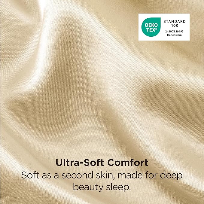 Bedsure King Size Satin Pillowcase Set of 2 - Champagne Gold Silky Pillow Cases for Hair and Skin with Envelope Closure, Similar to Silk Pillow Cases, Gifts for Women Men, 20x36 Inches, 2pcs - Bloomnest
