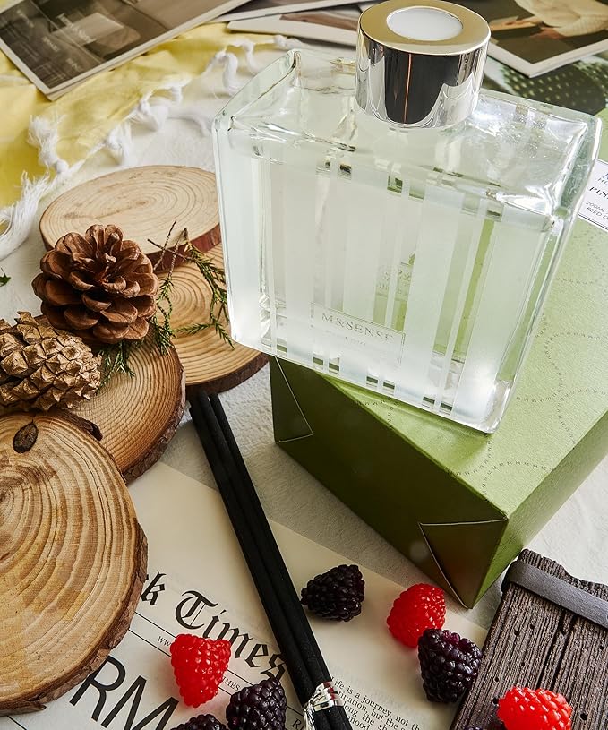 M&SENSE Pine Forest Reed Diffuser Set - 7.04oz Scented Diffusers for Home, Non-Toxic Essential Oil Decor with Sticks, Fragrance Gifts for Bedroom Bathroom Office MSENSE