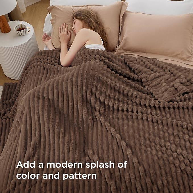 Bedsure GentleSoft Brown Fleece Blanket for Couch - Cozy Soft Blankets for Women, Cute Small Throws for Girls, 108x90 Inches - Bloomnest
