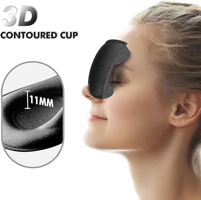 Sleep Eye Mask for Men Women, Lash Extensions 3D Sleeping Mask, Travel Blackout Night Blindfold Eye Shade Cover with Adjustable Strap (Black-3D) - Bloomnest